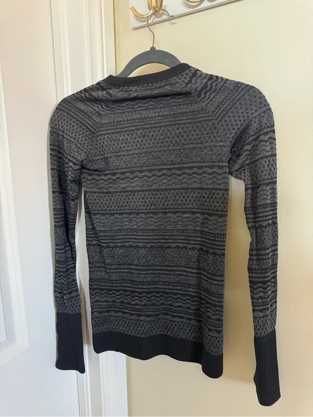 lululemon athletica Black & Charcoal Patterned Crew Sweater